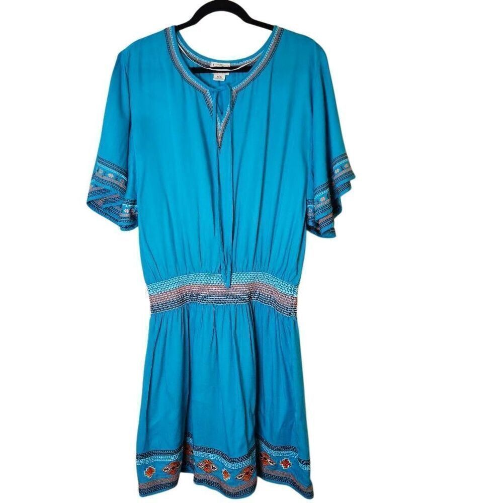 Ariat turquoise dress, orange embroidered accent.  XL.